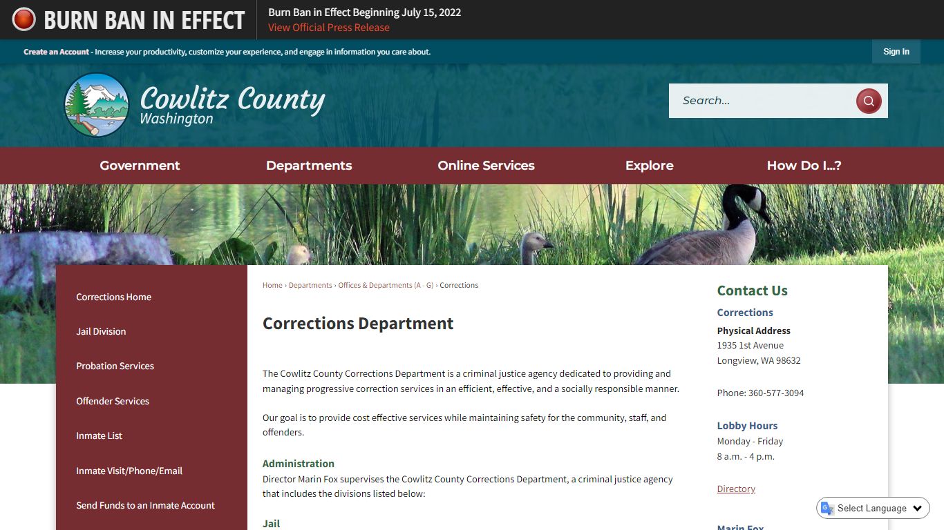 Corrections Department | Cowlitz County, WA - Official Website