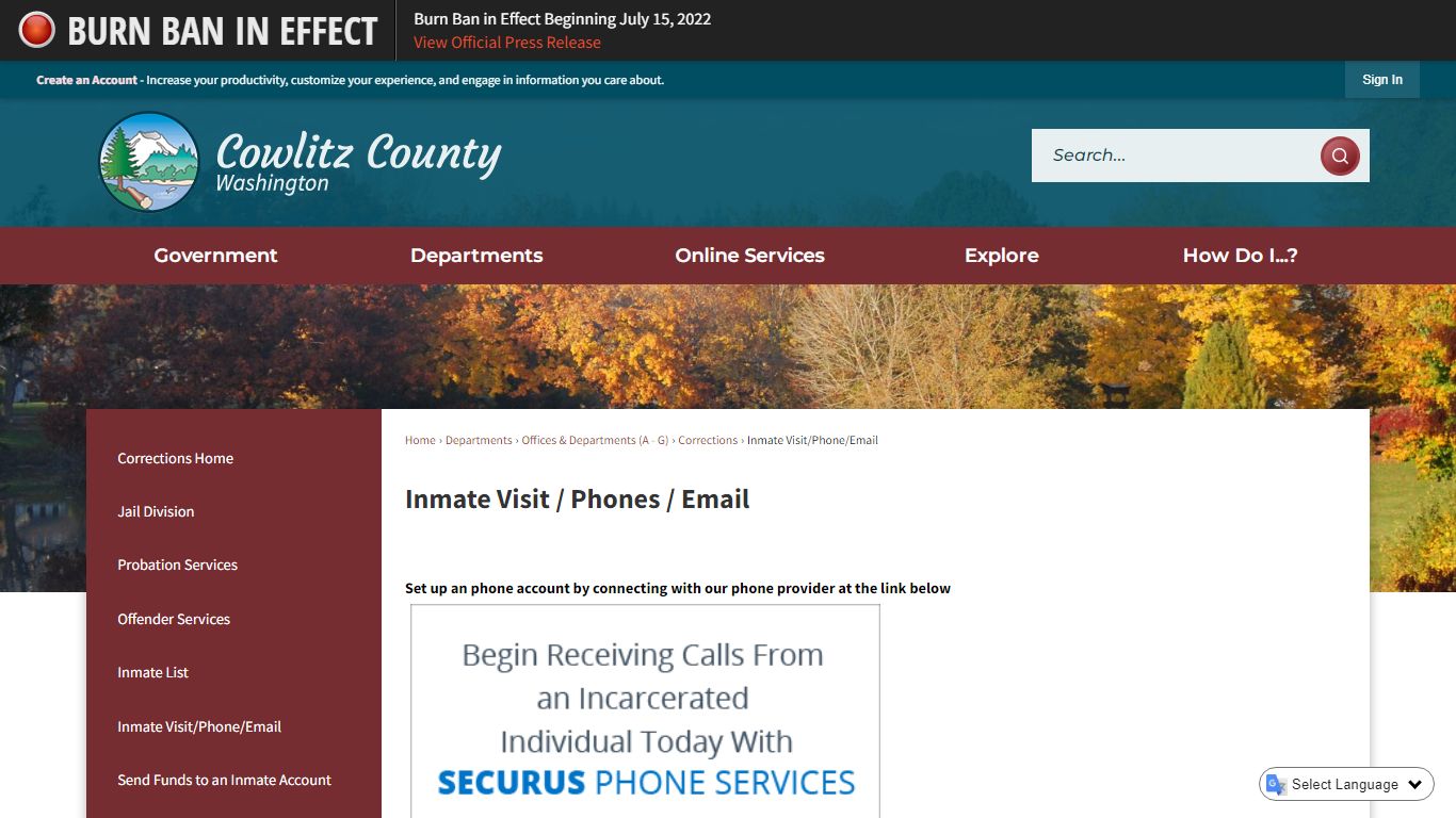 Inmate Visit / Phones / Email | Cowlitz County, WA ...
